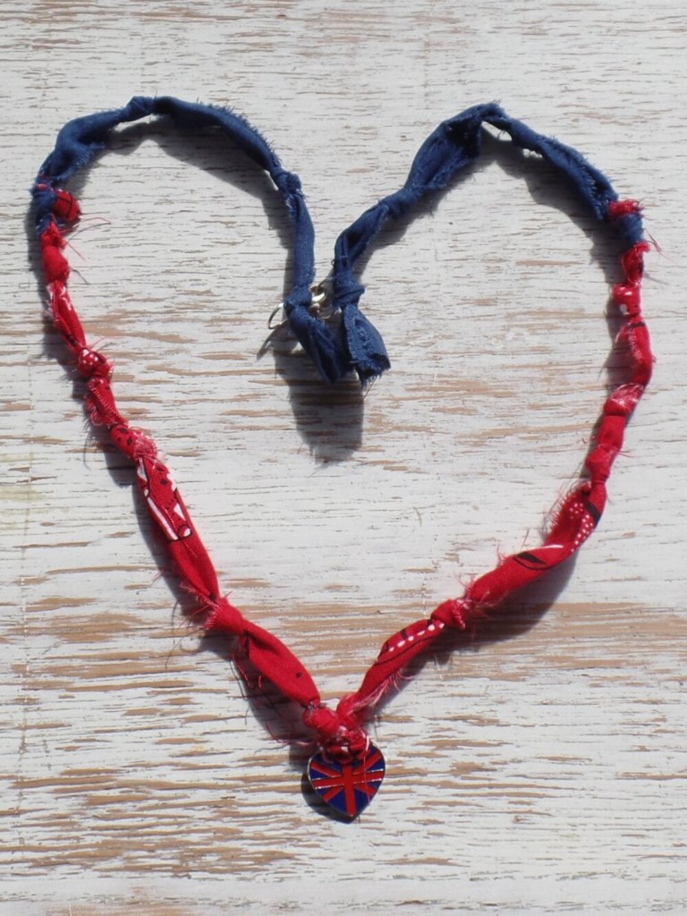 Hand Crafted BRITISH Flag Heart Bandana SWAG Necklace